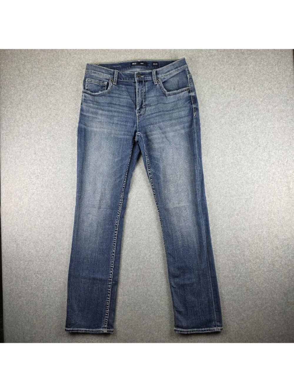 BKE Henry Jeans Mens 33x34 Slim Straight Medium Wash Stretch Denim Buckle